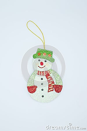 A snowman Christmas ornament for hanging on a Christmas tree, during this festive season. Stock Photo