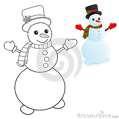 Snowman coloring pages Vector Illustration