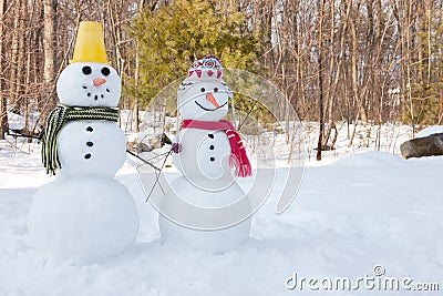 Snowman couple Stock Photo