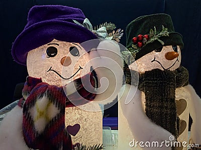 Snowman couple Stock Photo