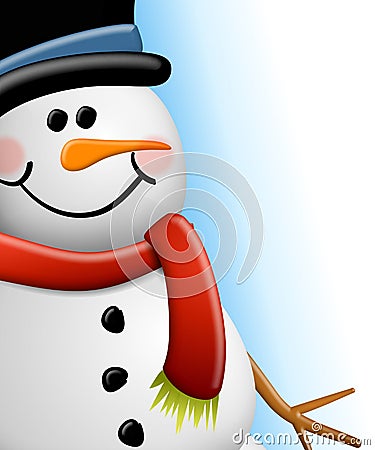 Snowman Face Close Up Cartoon Illustration