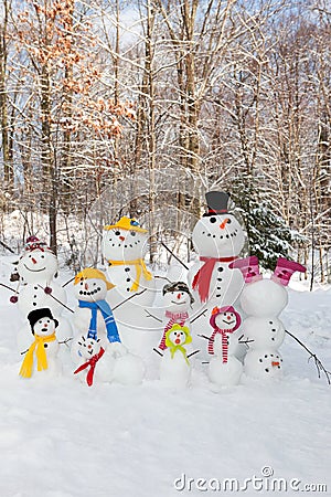 Snowman family Stock Photo