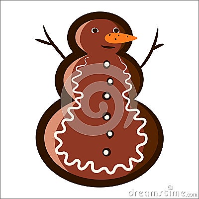 Snowman in the form of Christmas Gingerbread Stock Photo