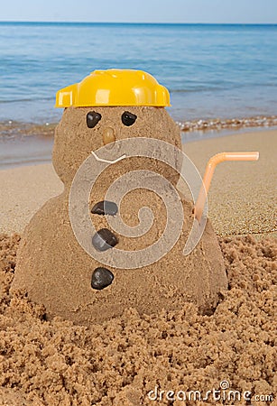 Snowman having holidays Stock Photo