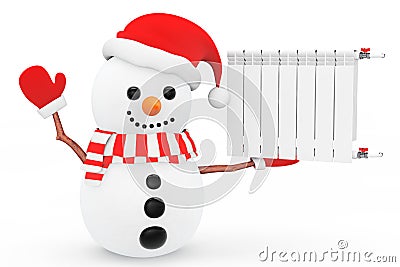 Snowman with Heating Radiator Stock Photo