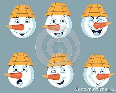 Snowman and his emotions Vector Illustration