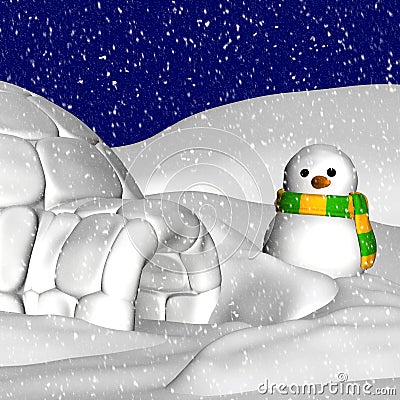 Snowman and Igloo Stock Photo