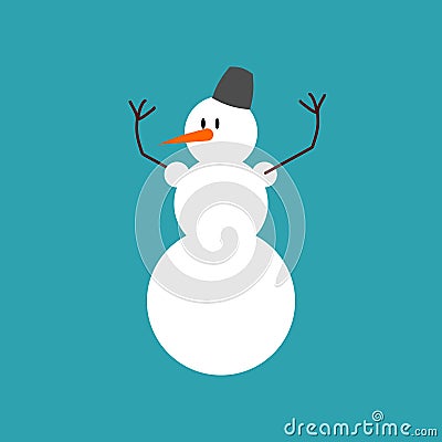 Snowman isolated. Snow hero for new year. Christmas characters Vector Illustration