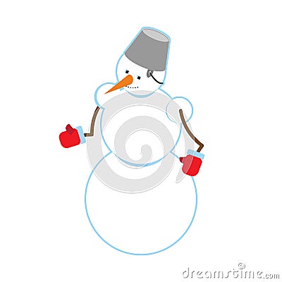 Snowman isolated. Snow hero for new year. Christmas characters Vector Illustration