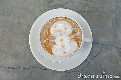 Snowman Latte Art Coffee Stock Photo