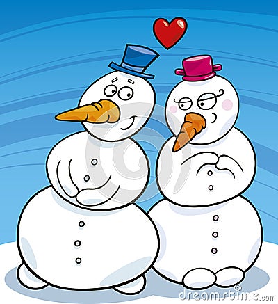 Snowman in love Vector Illustration