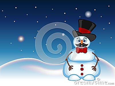 Snowman with mustache wearing a hat and bow ties for your design vector illustration Vector Illustration