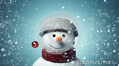 snowman new celebration winter snowfall snow year christmas background season white rime. Generative AI. Stock Photo