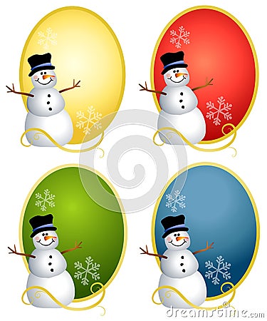 Snowman Oval Logos Cartoon Illustration