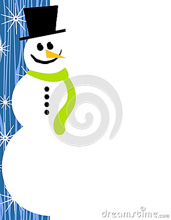 Snowman Page Border Blue Cartoon Illustration