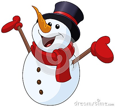 Snowman raising arms Vector Illustration