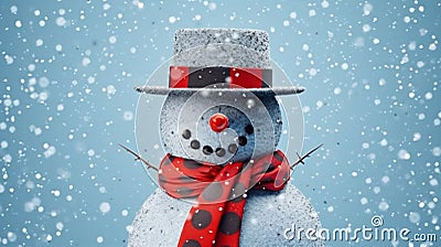 new snow year rime snowfall snowman white season celebration winter christmas background. Generative AI. Stock Photo