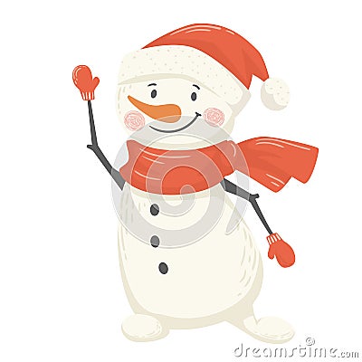 Snowman scandinavian illustration. Christmas and New year character. Vector Illustration