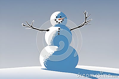 Snowman with a scarf isolated in a blue-gray background Stock Photo