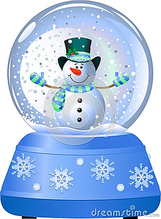 Snowman in Snow Globe Vector Illustration