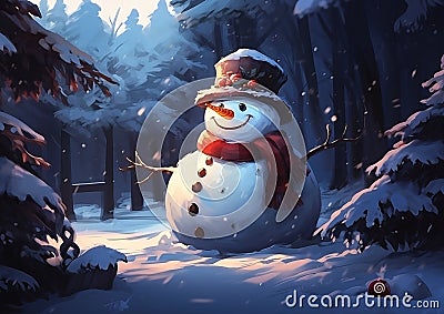 Snowman in Snow League Legends on a Bright Day Stock Photo