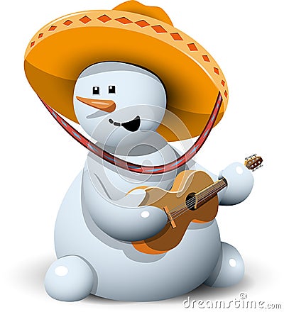 Snowman in a sombrero Vector Illustration