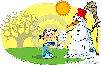 Snowman spring Vector Illustration