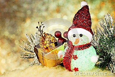 Snowman is winter fun and Christmas gift. Snow sculpture created by cheerful children from snow balls. Modeling snowmen creative Stock Photo