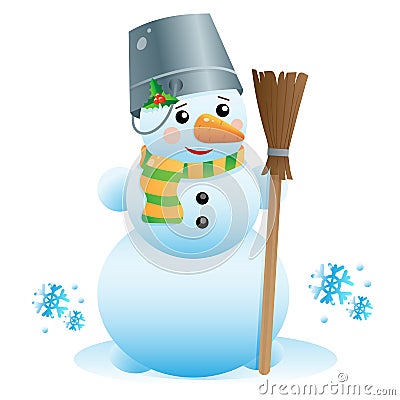 Snowman. Winter. Postcard for kids. Christmas card Vector Illustration