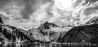 Snowmass monochrome amazing epic Mountain Scene Stock Photo