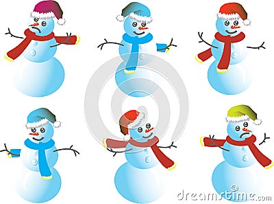 Snowmen Caps for Santy - Vector Illustration