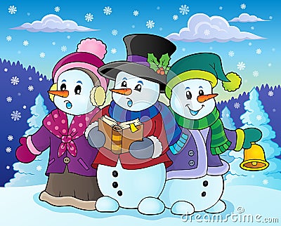 Snowmen carol singers theme image 4 Vector Illustration
