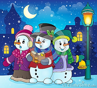 Snowmen carol singers theme image 2 Vector Illustration