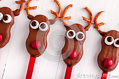 Snowmen and Reindeer Cake Pops Stock Photo