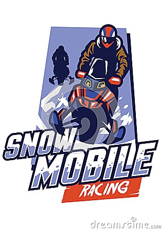 Snowmobile racing badge design Vector Illustration