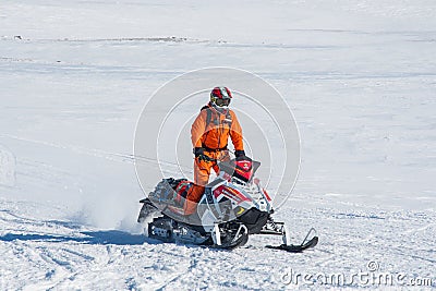 Snowmobile rider from Iceland search and rescue Editorial Stock Photo