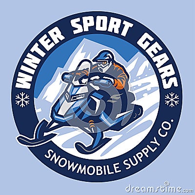 Snowmobile store badge design Vector Illustration