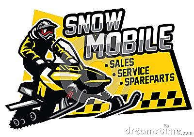 Snowmobile store and garage design Vector Illustration