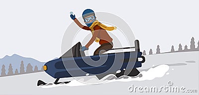 Snowmobiling Vector Illustration