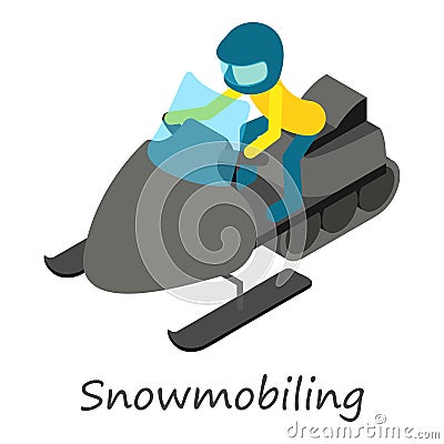 Snowmobiling icon, isometric style Vector Illustration