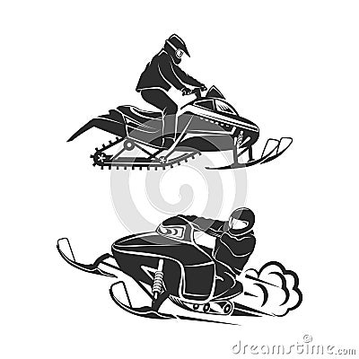 Snowmobiling Silhouette on background Vector Illustration