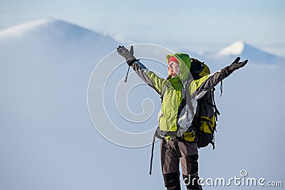 Snowshoeing in Carpathian mountains Stock Photo