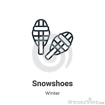 Snowshoes outline vector icon. Thin line black snowshoes icon, flat vector simple element illustration from editable winter Vector Illustration