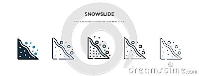 Snowslide icon in different style vector illustration. two colored and black snowslide vector icons designed in filled, outline, Vector Illustration