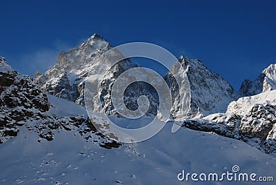 Snowstorm on Monviso Stock Photo