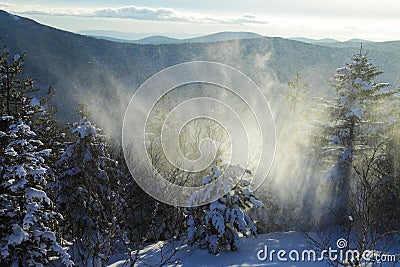 Snowstorm in the mountains Stock Photo