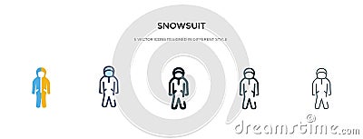 Snowsuit icon in different style vector illustration. two colored and black snowsuit vector icons designed in filled, outline, Vector Illustration