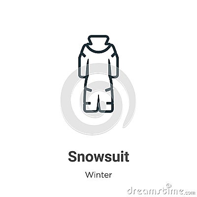 Snowsuit outline vector icon. Thin line black snowsuit icon, flat vector simple element illustration from editable winter concept Vector Illustration