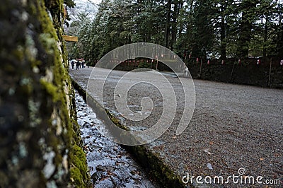 A snowy day in Nikko World Heritage area. Stock Photo