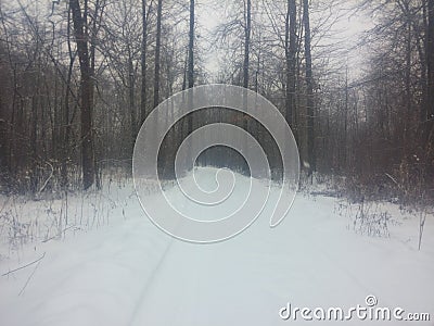 Snowy Drive Ohio Stock Photo